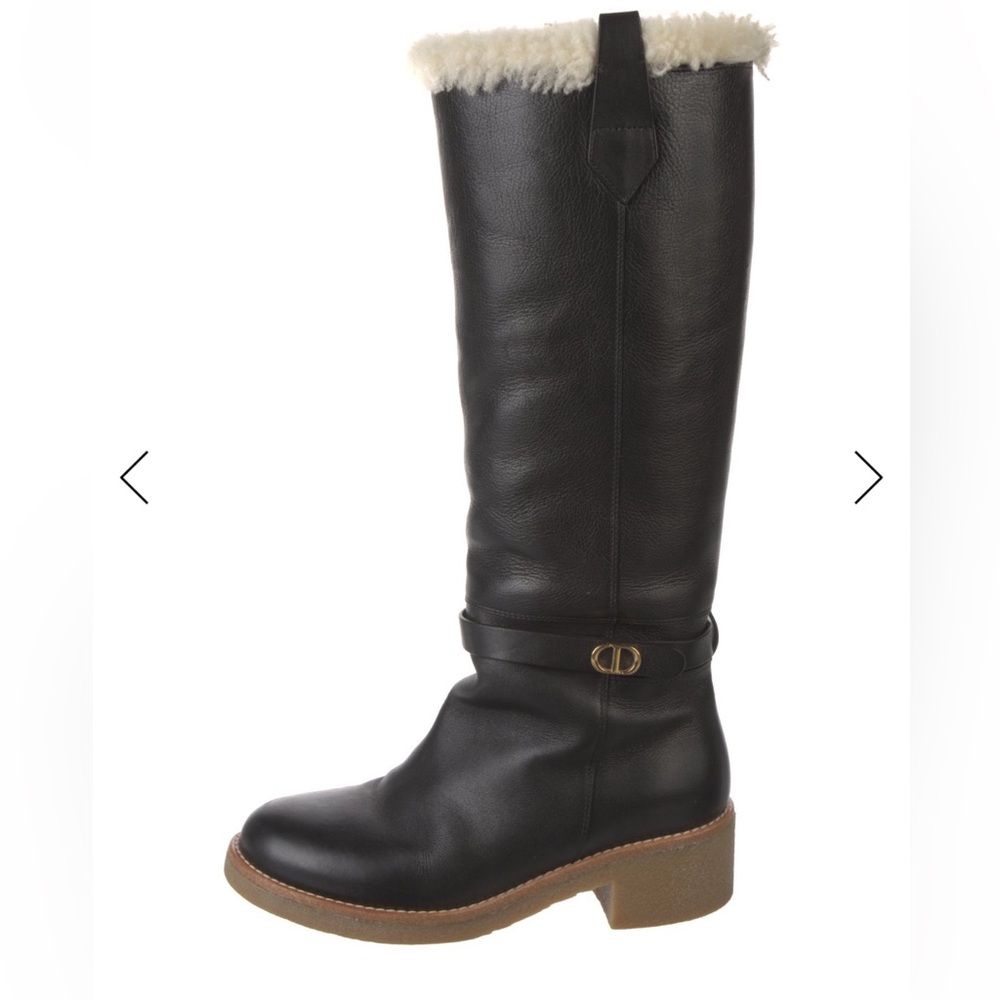 Christian Dior Black Leather Knee-High Boots
